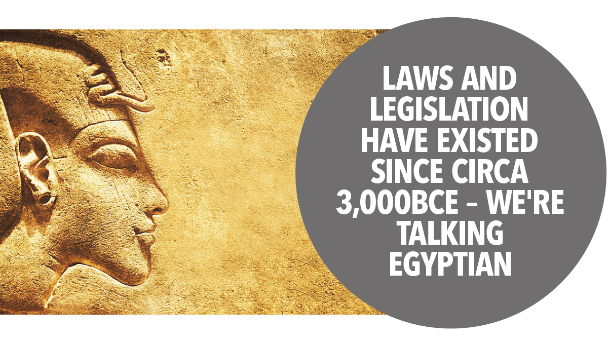 Laws and legislation have existed since circa 3000BCE Laws and legislation have existed since circa 3000BCE